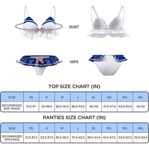 Littleforbig Women Magical Girls Nightwear Sexy Bra Panties  Bikini Set - Blue - Picture 4 of 7